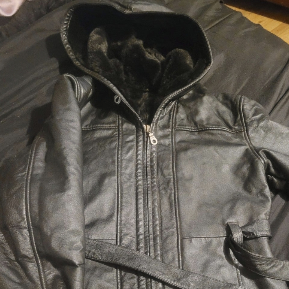 Original Wilson's Leather Black Faux Fur Jacket